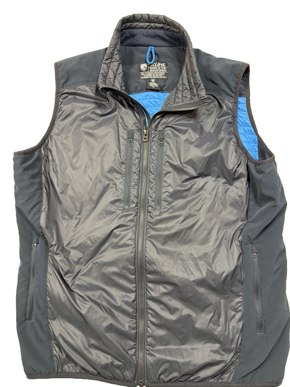 Kuhl Projekt Spyfire Insulated Puffer Vest Mens SZ XL Black Blue Gorpcore Hike